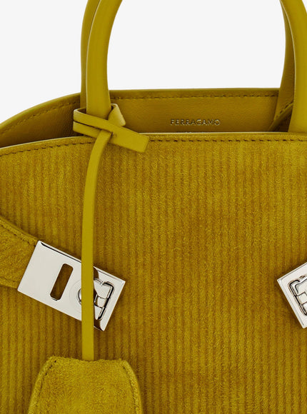 Ferragamo Hug Mini Ribbed Suede Shoulder Bag