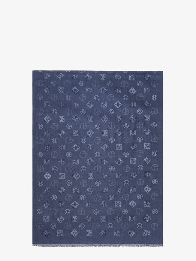 Giorgio Armani Silk Scarf With All-Over Monogram Print Uni Blu Oltremare