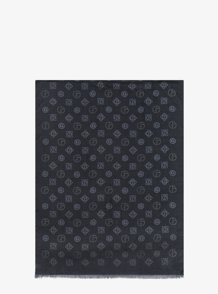 Giorgio Armani Silk Scarf With All-Over Monogram Print Uni Nero