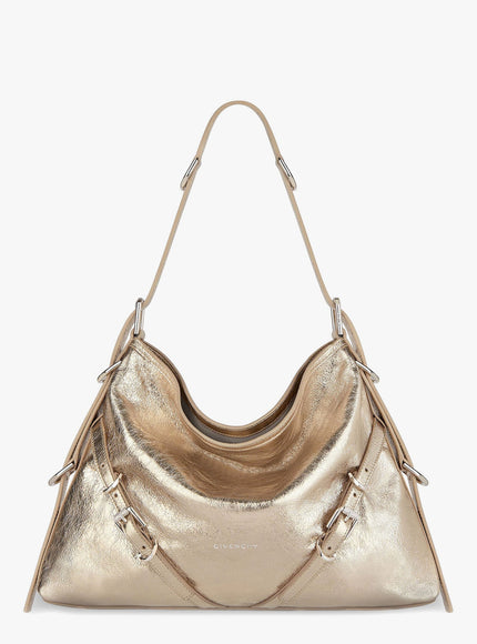 Givenchy Voyou Metallized Leather Shoulder Bag Uni Oro
