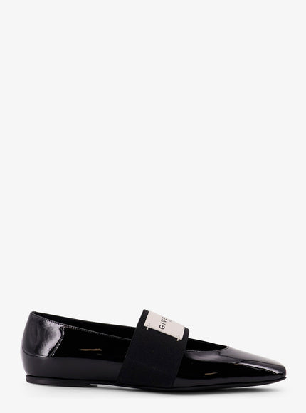 Givenchy Patent Leather Ballerinas With Maxi Logo Label Black