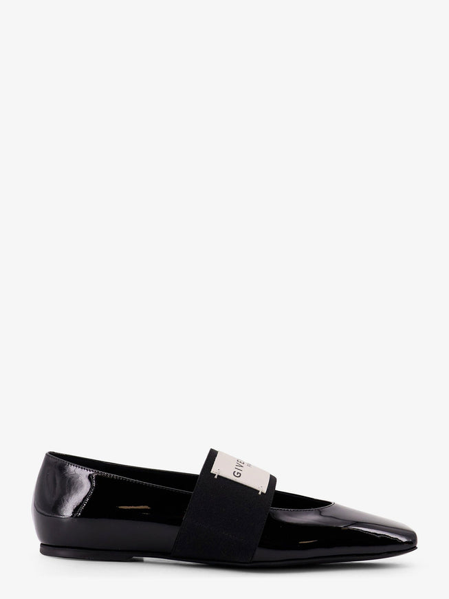 Givenchy Patent Leather Ballerinas With Maxi Logo Label Black