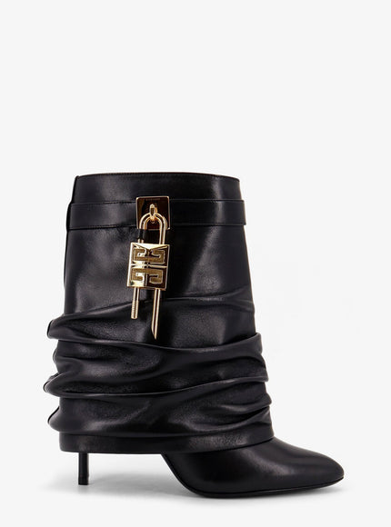 Givenchy Shark Lock Stiletto Leather Ankle Boots Black