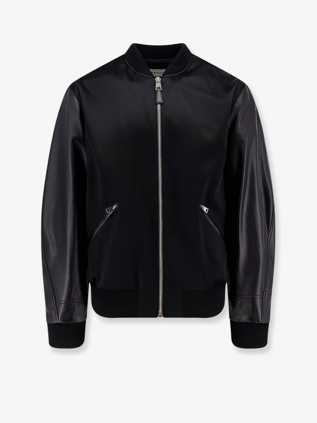 Givenchy Cotton And Nylon Jacket With Leather Sleeves Black Black