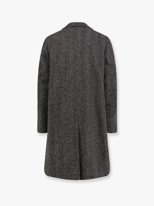 Givenchy Wool Blend Coat With Herringbone Motif