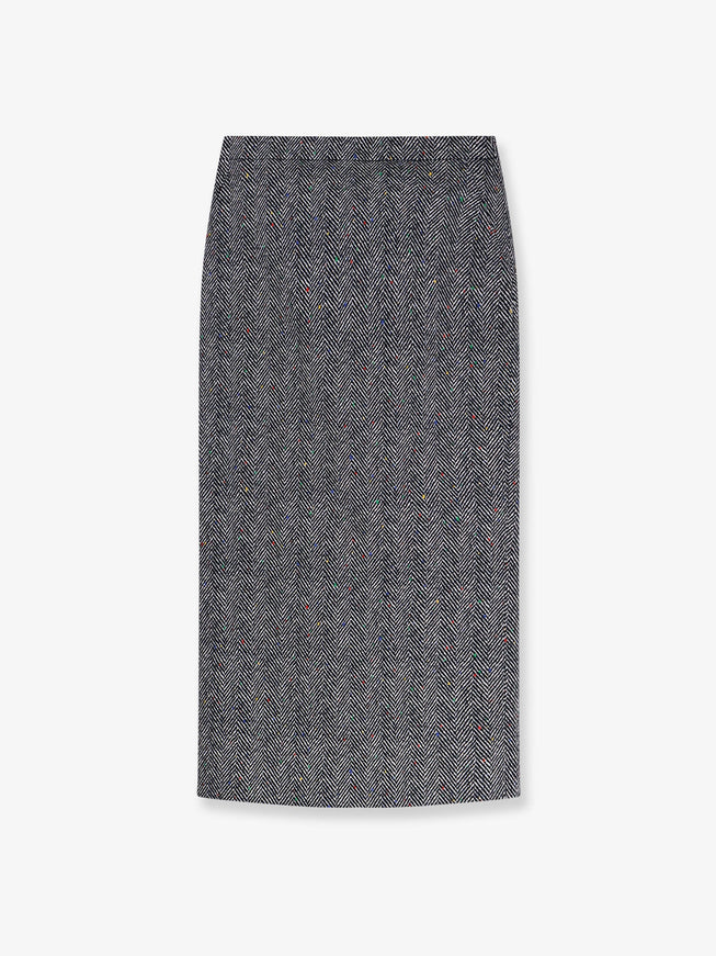 Givenchy Herringbone Motif Cotton Skirt Antracite