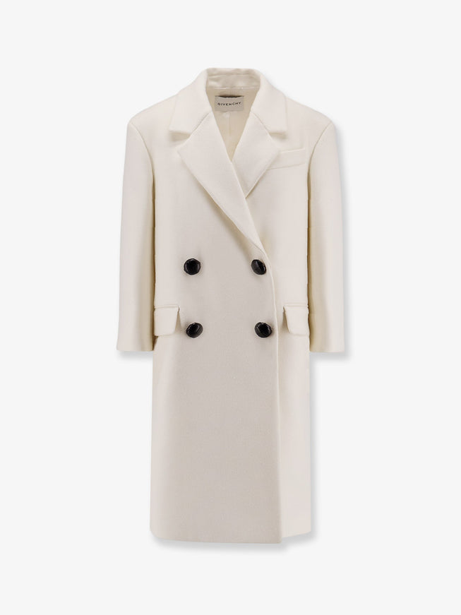 Givenchy Double-Breasted Wool Coat Ivory