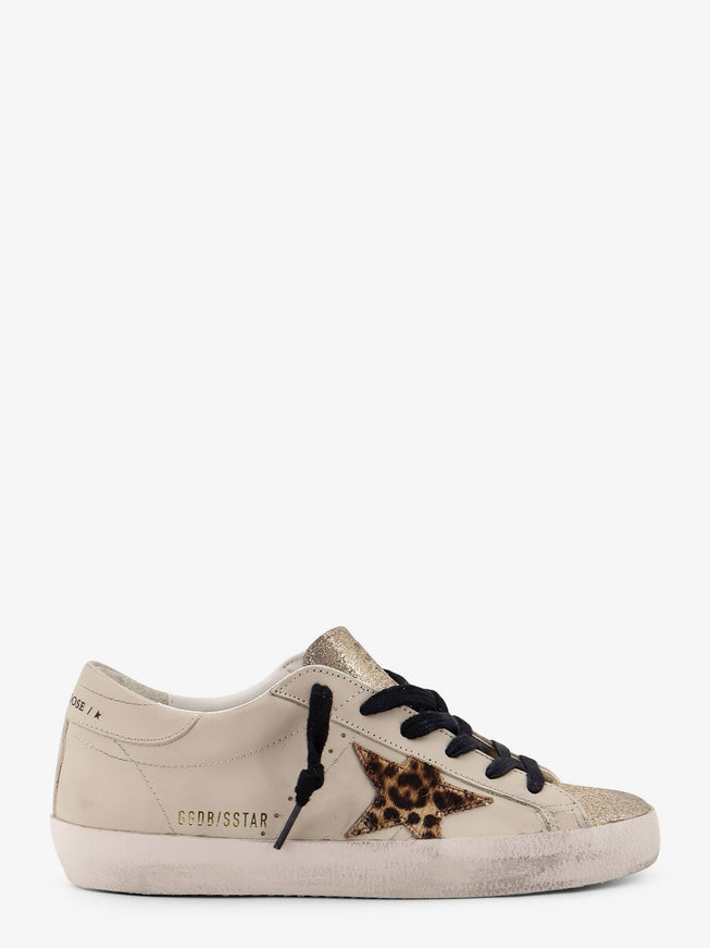 Golden Goose Deluxe Brand Super-Star Classic With List Leather Low-Top Sneakers Light Beige Dark Red