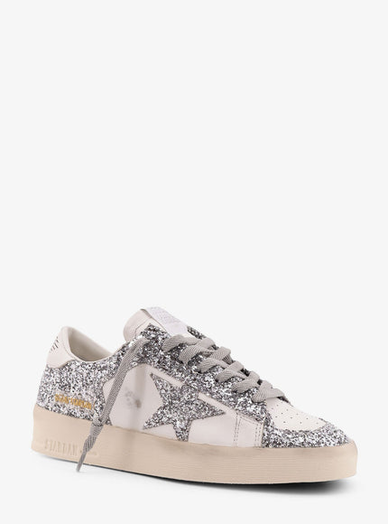 Golden Goose Deluxe Brand Stardan Low-Top Leather Sneakers With Glitter Profiles