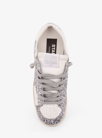 Golden Goose Deluxe Brand Stardan Low-Top Leather Sneakers With Glitter Profiles
