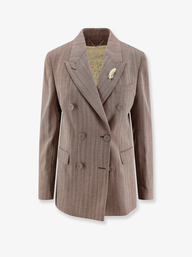 Golden Goose Deluxe Brand Diva Herringbone Virgin Wool Blazer Maroon