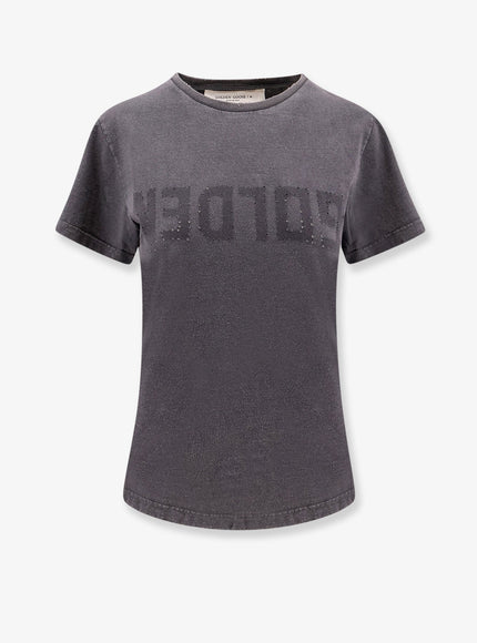 Golden Goose Deluxe Brand Doris Cotton T-Shirt With Logo Detail Anthracite