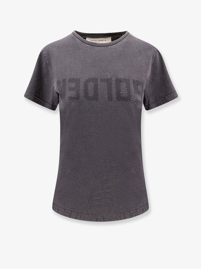 Golden Goose Deluxe Brand Doris Cotton T-Shirt With Logo Detail Anthracite