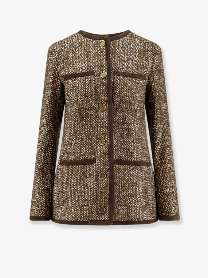 Golden Goose Deluxe Brand Boxy Fit Wool Blend Blazer Turkish Coffee