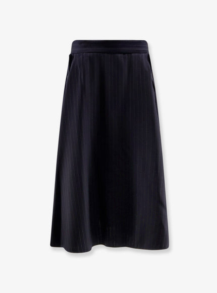 Golden Goose Deluxe Brand Striped Virgin Wool Midi Skirt Dark Navy