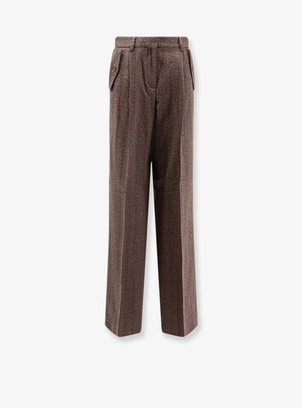 Golden Goose Deluxe Brand Naomi Virgin Wool Trousers Cocoa Brown Turquoise