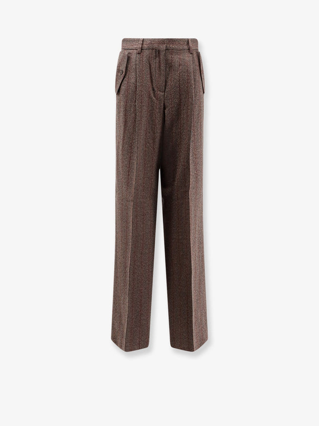 Golden Goose Deluxe Brand Naomi Virgin Wool Trousers Cocoa Brown Turquoise