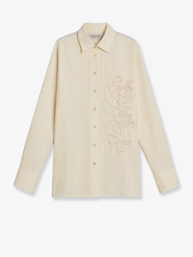 Golden Goose Deluxe Brand Cotton Shirt With Sequins Antique White