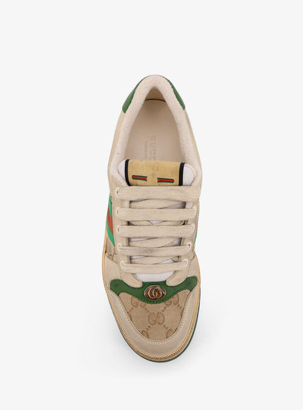 Gucci Screener Low-Top Leather And Supreme Gg Fabric Sneakers