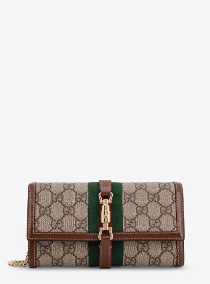 Gucci Jackie 1961 Gg Supreme Fabric And Leather Wallet With Shoulder Strap Uni Be.ebon Br.sugar Vrv