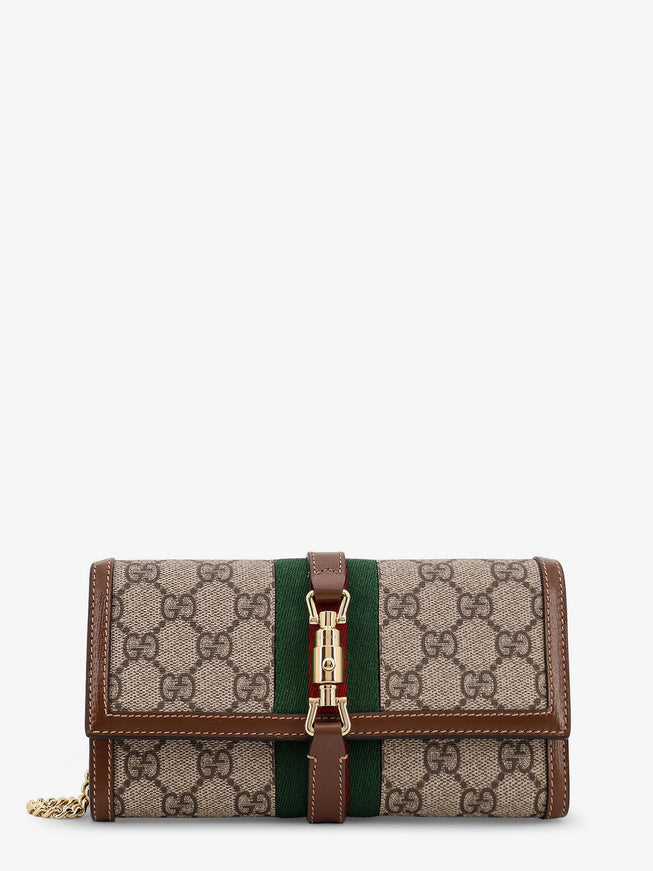 Gucci Jackie 1961 Gg Supreme Fabric And Leather Wallet With Shoulder Strap Uni Be.ebon Br.sugar Vrv