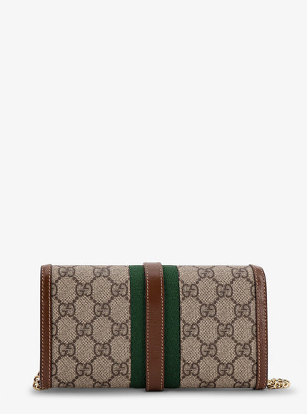 Gucci Jackie 1961 Gg Supreme Fabric And Leather Wallet With Shoulder Strap