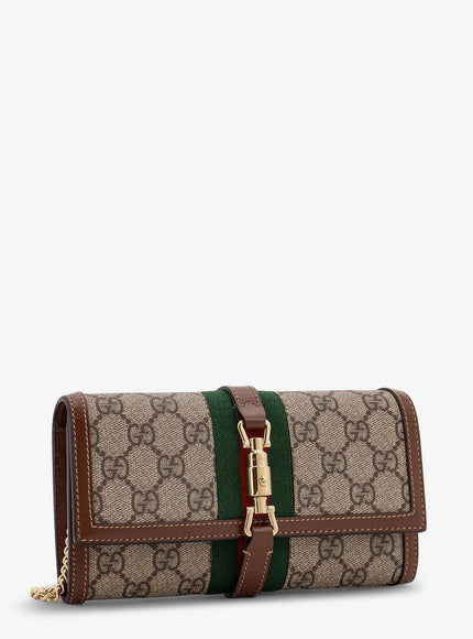 Gucci Jackie 1961 Gg Supreme Fabric And Leather Wallet With Shoulder Strap