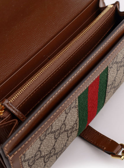 Gucci Jackie 1961 Gg Supreme Fabric And Leather Wallet With Shoulder Strap