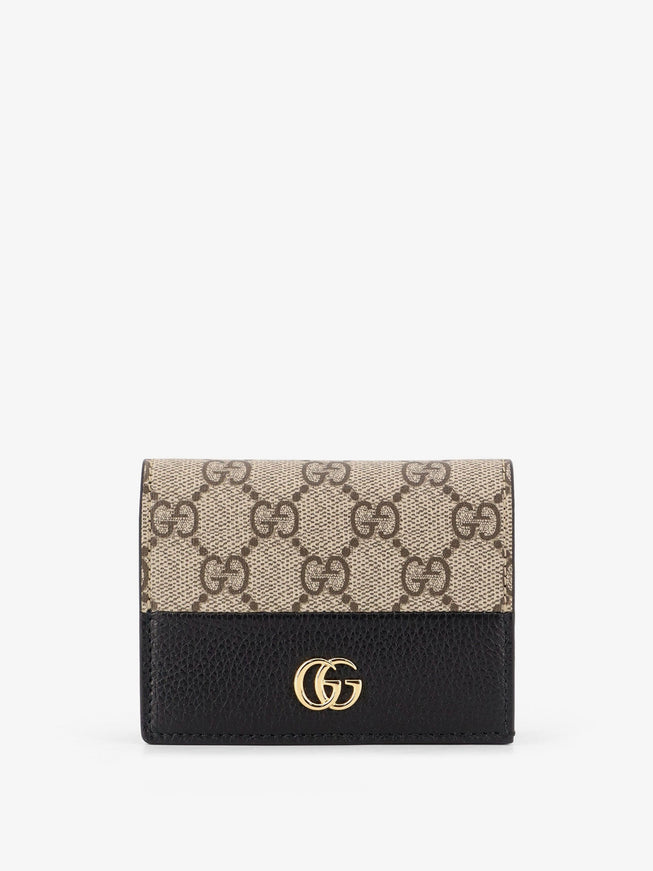 Gucci Mini Leather Wallet And Gg Supreme Fabric Uni Ebony