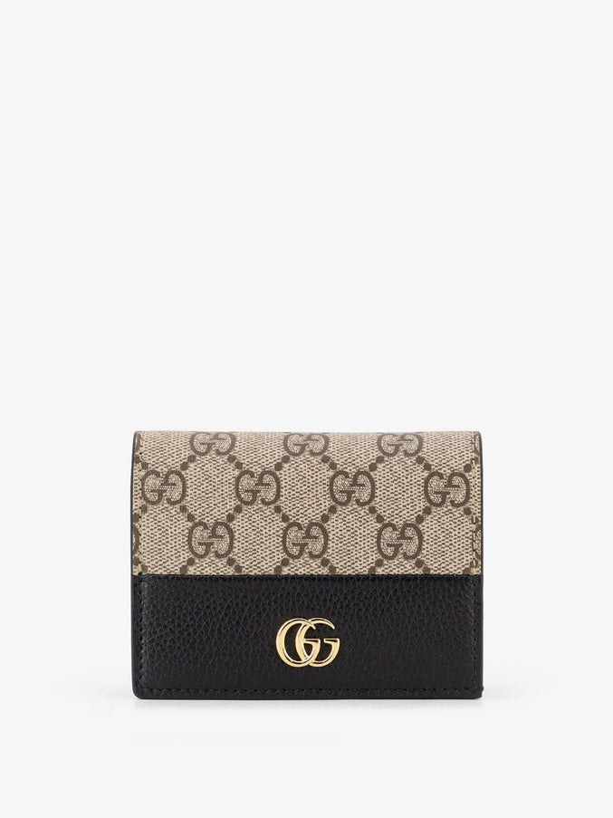 Gucci Mini Leather Wallet And Gg Supreme Fabric Uni Ebony