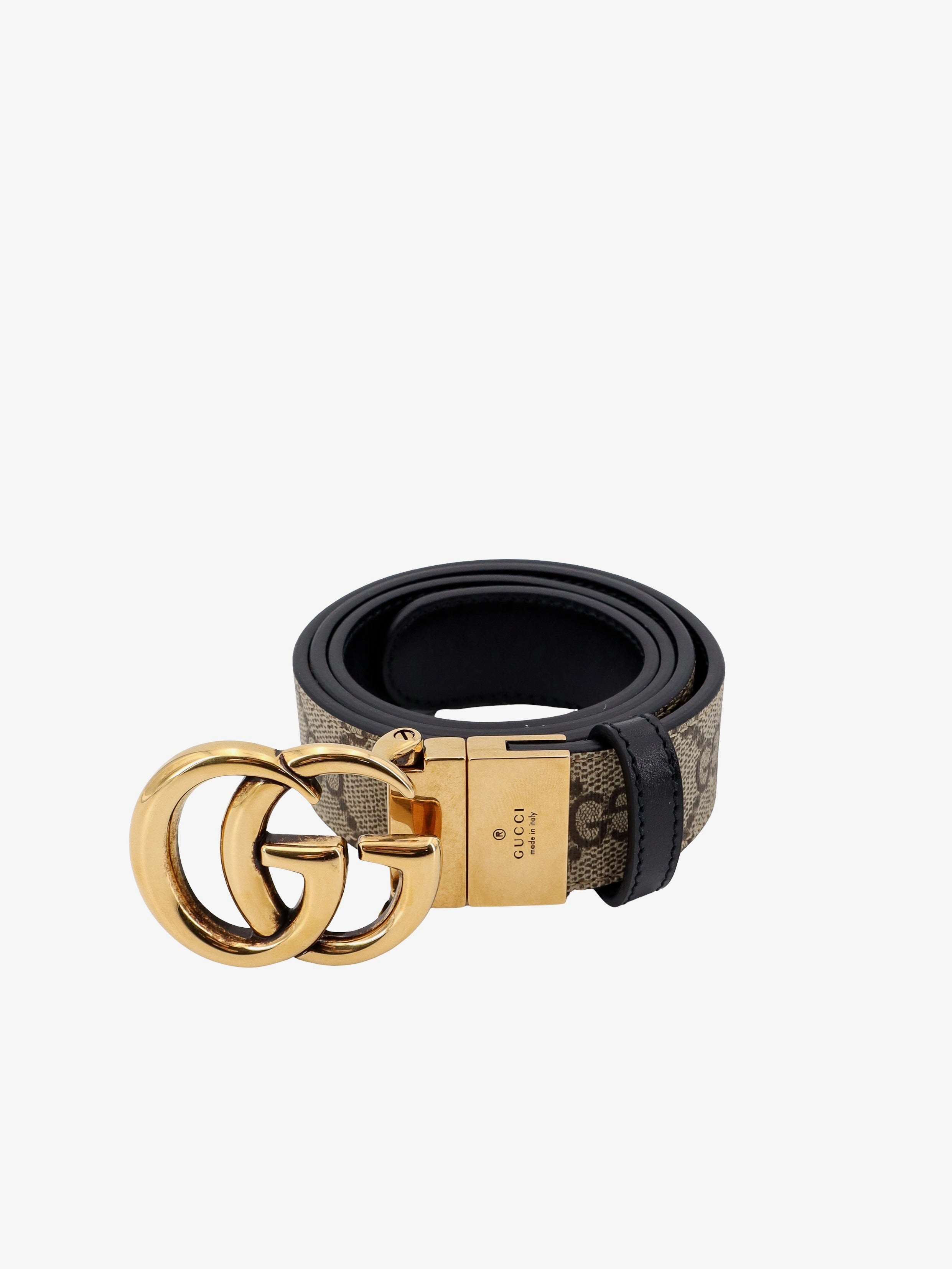 Gucci Gg Supreme Fabric And Leather Reversible Belt – Ellie