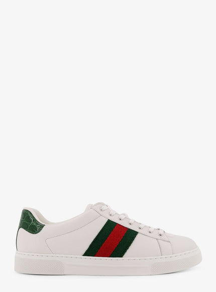 Gucci Ace Low-Top Leather Sneakers Gr.whi Vrv Green Ace