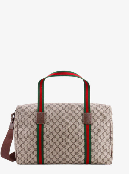 Gucci Gg Supreme Fabric And Leather Travel Bag With Web Detail Uni B.eb N.ace Vrv N.ace