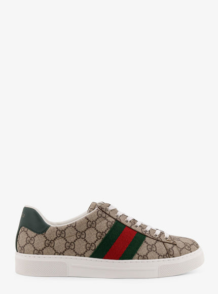 Gucci Ace Supreme Gg Fabric Low-Top Sneakers Bei-Ebony Vrv Green