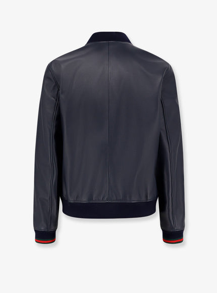 Gucci Leather Jacket Witth Web Details
