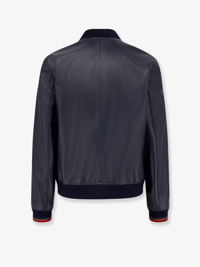 Gucci Leather Jacket Witth Web Details