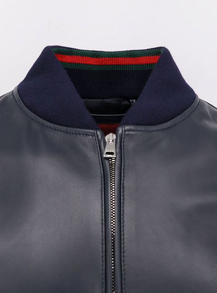 Gucci Leather Jacket Witth Web Details
