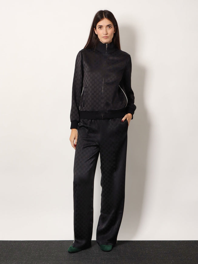 Gucci Viscose Blend Trousers With All-Over Gg Motif