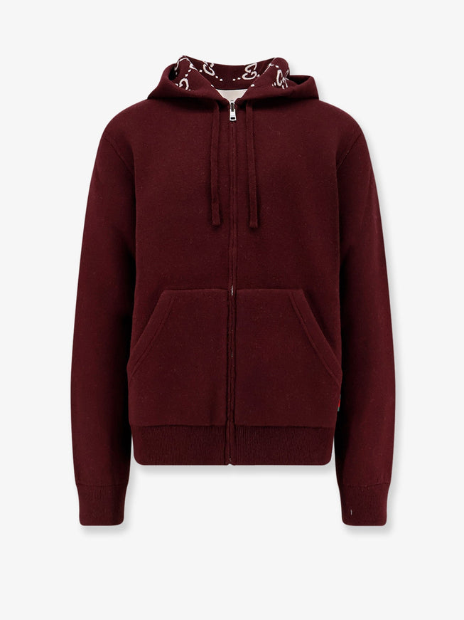 Gucci Reversible Wool Jacket With Gg Motif Bordeaux White