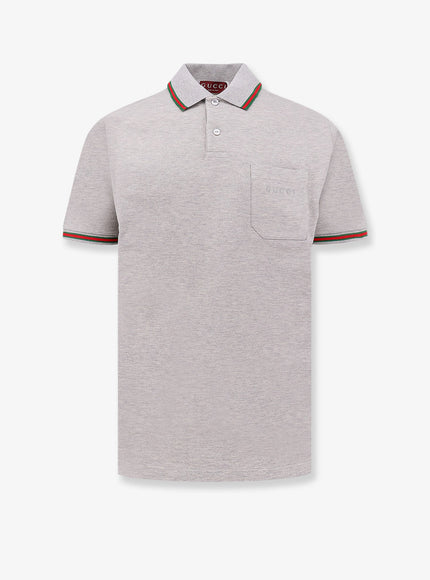 Gucci Cotton Polo Shirt Grey Melange Mix