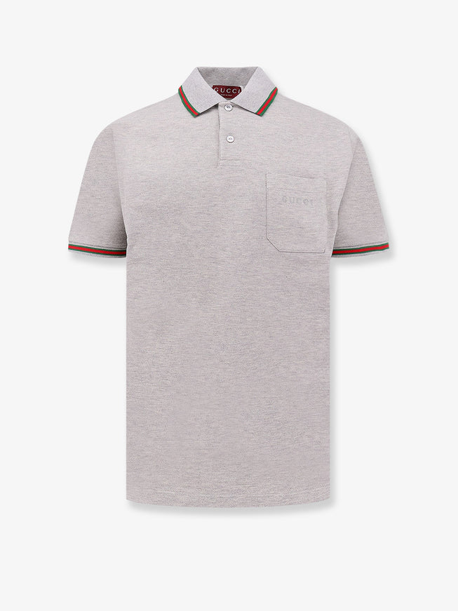 Gucci Cotton Polo Shirt Grey Melange Mix