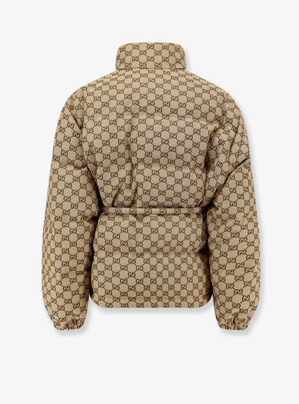 Gucci Gg Fabric Padded Jacket With Belt