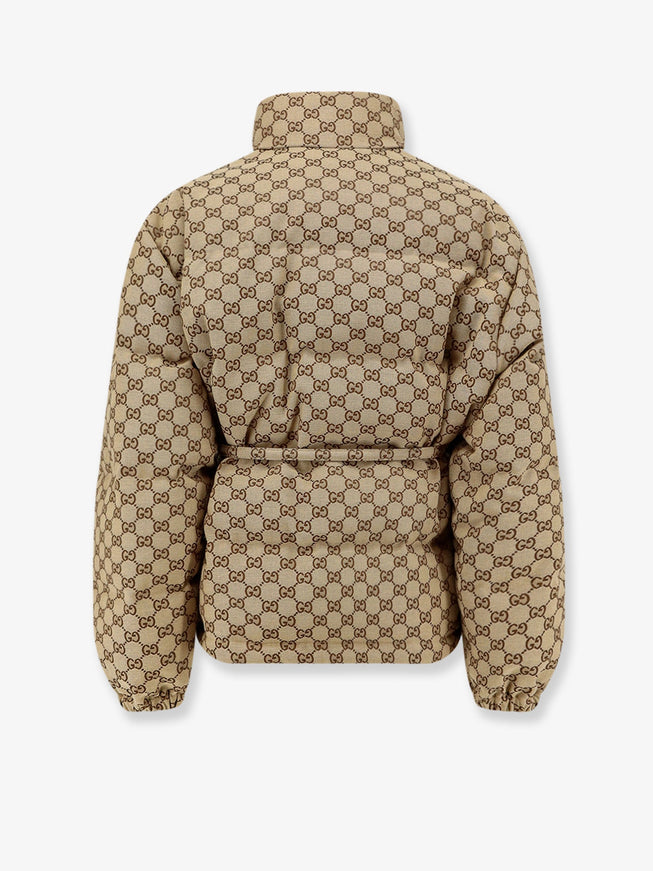 Gucci Gg Fabric Padded Jacket With Belt