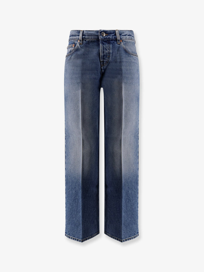 Gucci Cotton Jeans With Gucci Rosso Ancora Naplak Tag Light Blue