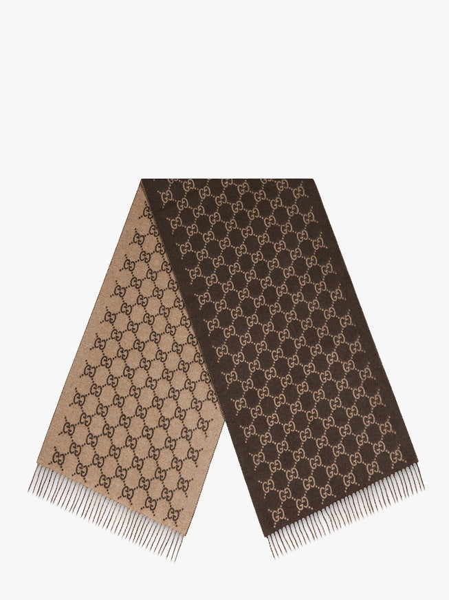Gucci Gg Cashmere Scarf Uni Brown Beige