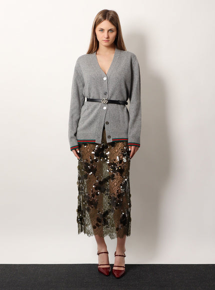 Gucci Wool And Cashmere Cardigan With Web Detail