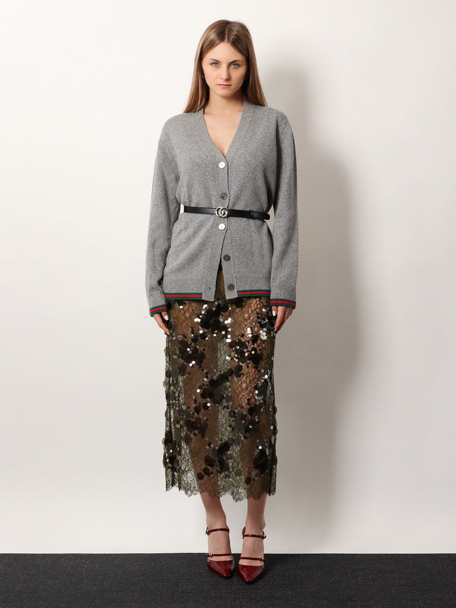 Gucci Wool And Cashmere Cardigan With Web Detail