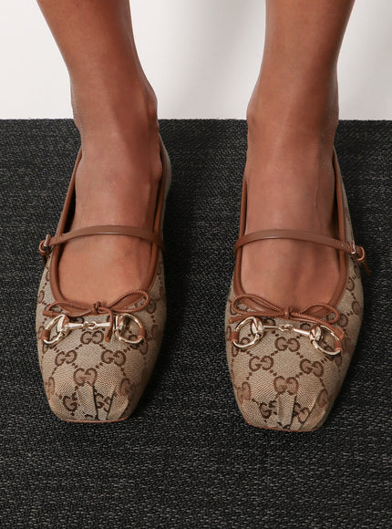 Gucci Gg Fabric Ballerinas With Iconic Horsebit