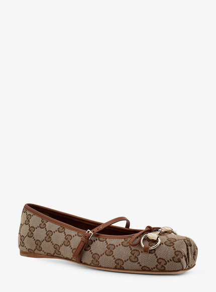 Gucci Gg Fabric Ballerinas With Iconic Horsebit