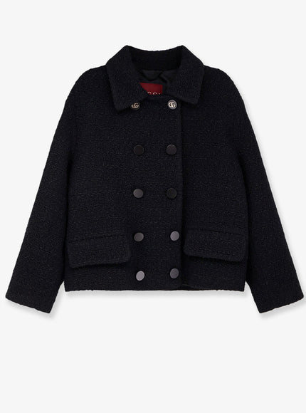 Gucci Wool Tweed Double-Breasted Blazer Black